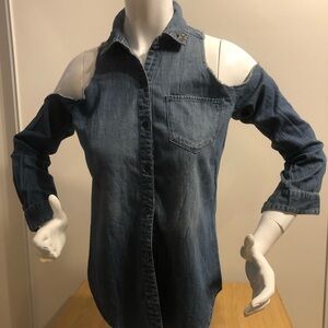Bullhead Blue Denim Button Down Shirt